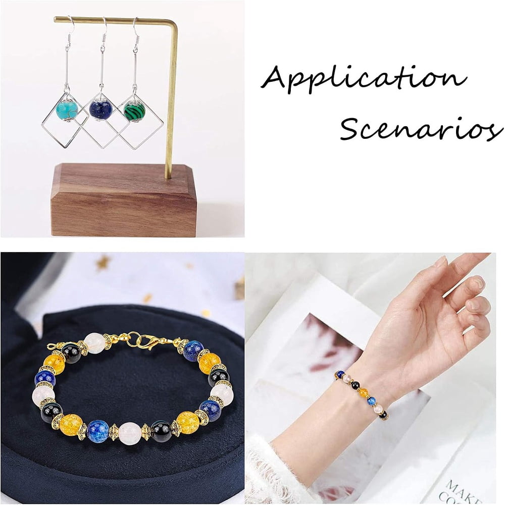1 Set DIY Stretch Bracelets Making Kits include Gemstone Flat Elastic String Iron Scissors and 304 Stainless Steel Tweezers Mixed Color