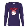 thumbnail image 2 of Wild Bobby, Cute Baseball Mom Ribbon Gift, Mother's Day, Women Graphic Long Sleeve T-Shirt, Purple, Small, 2 of 3