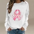 thumbnail image 2 of Pxxlle Breast Cancer Awareness Shirts for Women Pink Ribbon Graphic Tees Cancer Survivor Long Sleeve Crewneck Sweatshirts Gifts Tops M, 2 of 6