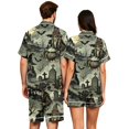 thumbnail image 6 of JULMCOMO Halloween Matching Pajamas for Couples Witch Graveyard Print Short Sleeve Soft Party Two Piece Sets Loose Fit Holiday Lounge Sets Light Gray-Men S, 6 of 6