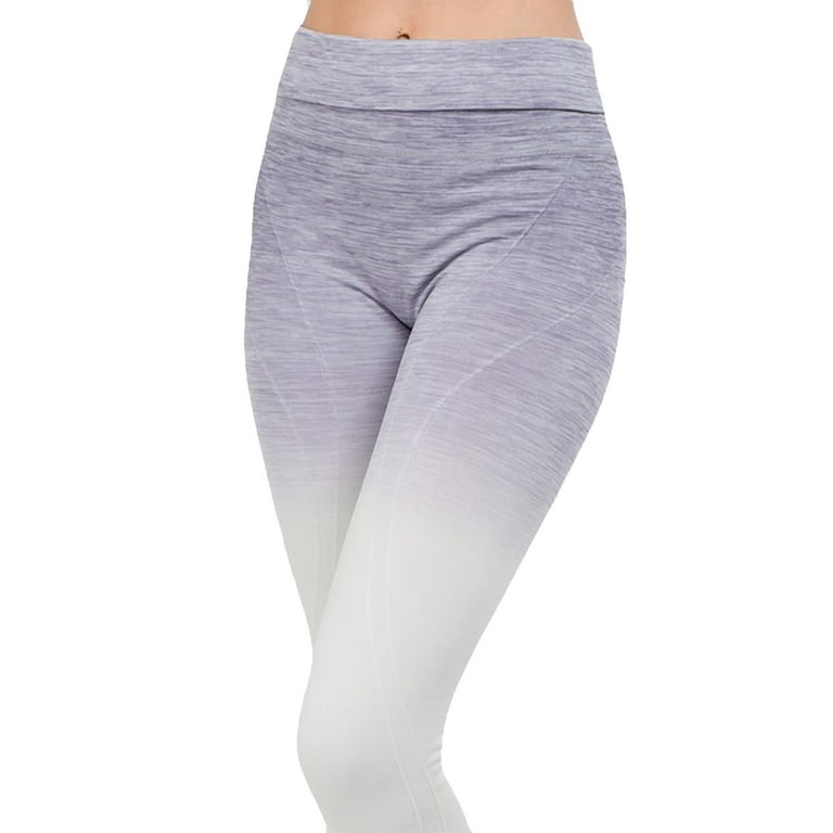 Women'S Active Heather Knit Ombre Leggings W/High Waist Band 