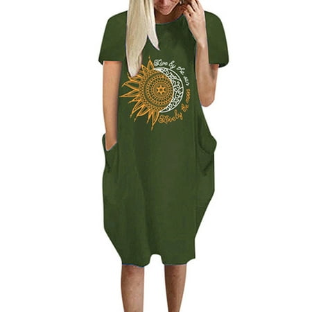 

Grianlook Nightgowns for Womens Short Sleeve Sleepwear Pajama Dress Loose Pockets Sleepshirt Loungewear Casual Tshirt Dress