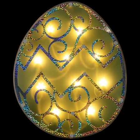 Northlight Lighted Easter Egg Silhouette Window Decoration - 12" - Green
