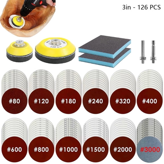 2 Inch Self-Adhesive Sanding Discs, 3 Inch Polishing Sanding Pad, Multi-Grit Sandpaper Disc Complete Kit