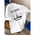 thumbnail image 1 of Men's Vintage-Inspired Paris Eiffel Tower Graphic T-Shirt - Navy Blue, Crew Neck, Short Sleeve, Machine Washable - Ideal for Casual & Sports Outings, Casual Sporty Tee, Comfy Tee, 1 of 5