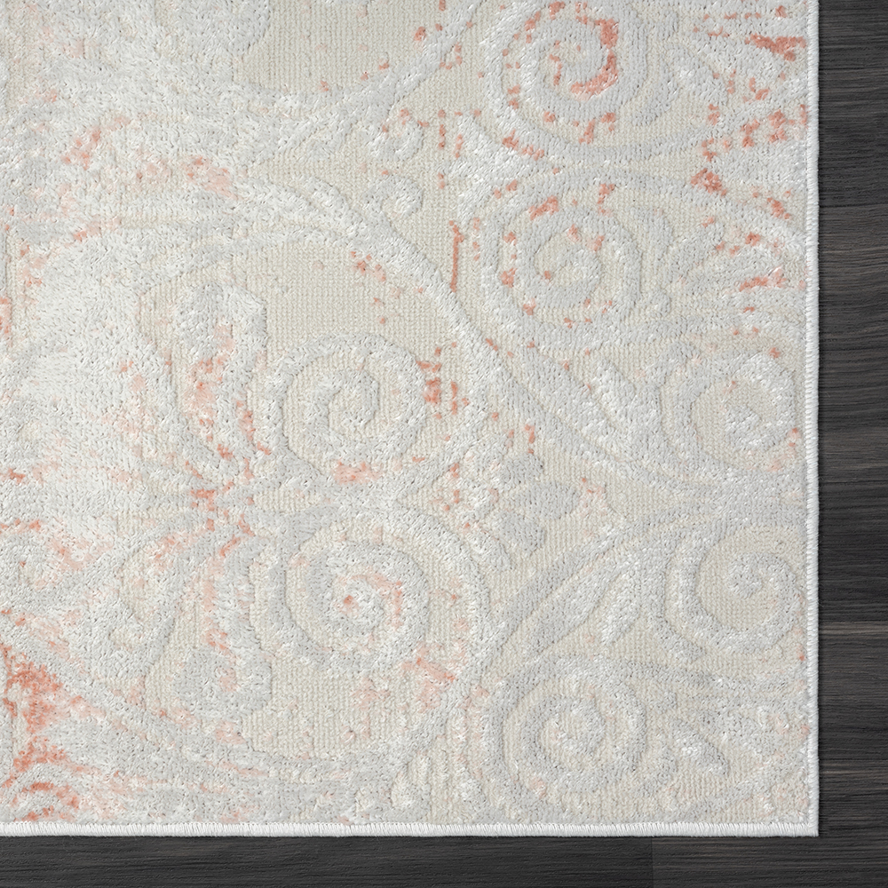LR Home Carmen 7'9" x 9'9" Gray/Pink Floral Stain Resistant Indoor Area Rug