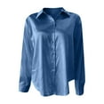 thumbnail image 4 of Blouses for Women Dressy Casual, Comdrip Satin Silk Button Down Shirts Long Sleeve Business Casual Tops Womens Shirts Satin Shirts for Women Sky Blue L, 4 of 5