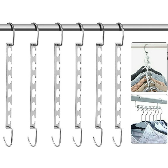 6Pack Space Saver Saving Wonder Metal Hanger Clothes Closet Organize Hook