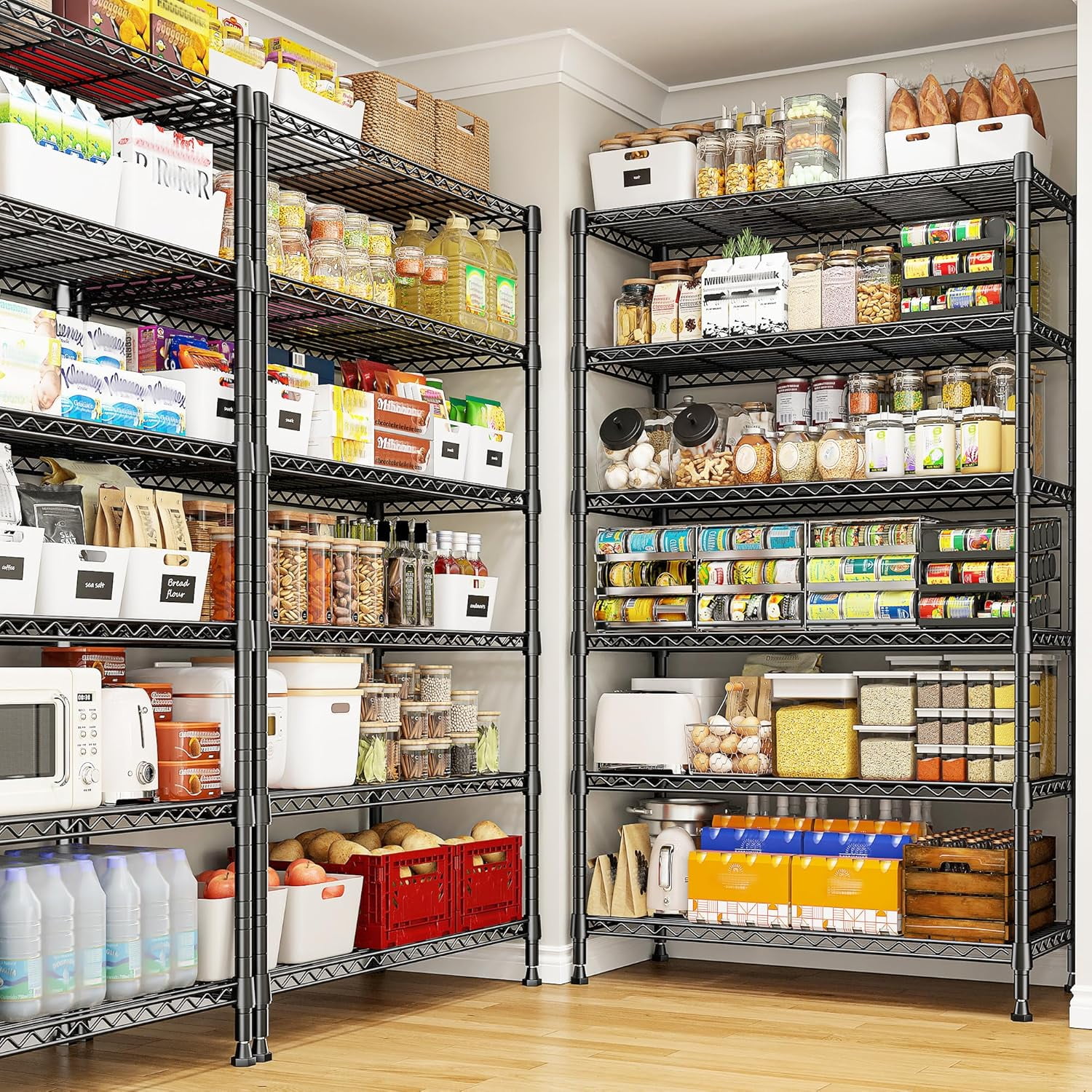 QHTER 71" H Metal Shelves 6 Tier Storage Shelves 1200LBS Adjustable Shelving Units and Wire Shelving Unit Storage Rack Shelf Metal Shelving, 71" H x 29" W x 14" D