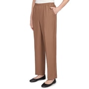 Alfred Dunner Womens Classic Signature Fit Textured Trousers With All-Around Elastic Waistband