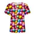 thumbnail image 5 of Daisyyozoid Chandail de Pâques Drôle pour Femmes, Imprimé d'Oeufs Colorés, Blouse Décontractée et Amusante à Manches Courtes, 5 of 5