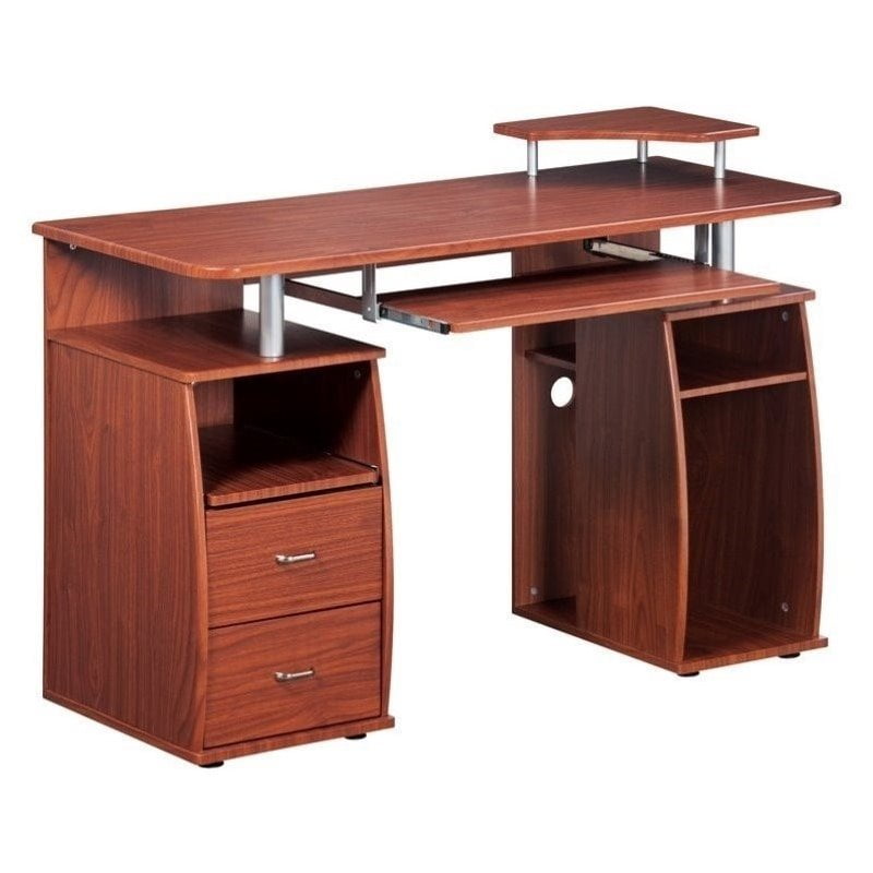 Pemberly Row Wood Computer Desk In Mahogany Com Pemberly Row Wood Computer Desk In