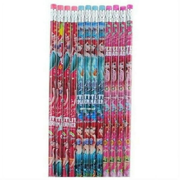 Ariel - Little Mermaid Red/Blue/Pink Wooden Pencils Pack of 12