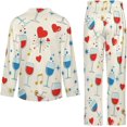 thumbnail image 5 of Top-kevin Wine Glasses Hearts Music Stars Women's Long-Sleeve Shirt And Full-Length Bottom Pajama Set, 5 of 12