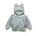 thumbnail image 2 of Godderr Toddler Baby Boys Girls Fleece Sweatshirt Newborn Sweatsuit Hooded Pullover Long Sleeves Toddler Autumn Winter Casual Sweat for 9M-4Y, 2 of 8