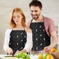 thumbnail image 5 of Black White Moon Star Pattern Apron-Garden Aprons for Women with Pockets-Cotton Linen Waterproof Kitchen Cooking Gardening Aprons Adjustable for Kitchen,Cooking,BBQ and Salon 33x27 Inch, 5 of 7