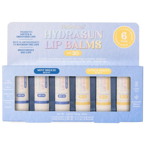 NatureWell Hydrasun Lip Balms, SPF 30, 6 pk.