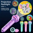thumbnail image 2 of 2pcs Flashlights 64 Patterns 8 Cards, Children's Projection Flashlight, Educational Toy Animal Dinosaur Vehicle Space For Fun Cognition Bedtime Education, 2 of 5