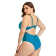 thumbnail image 5 of DizeyBoyo Women's Plus Size One Piece Swimsuit V Neck Tummy Control Hollow Out Swimwears Bathing Suits, M-4XL, 5 of 6
