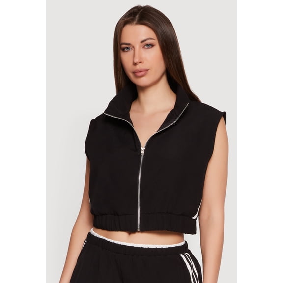 Women's Side Stripe Zip Front Cropped Vest