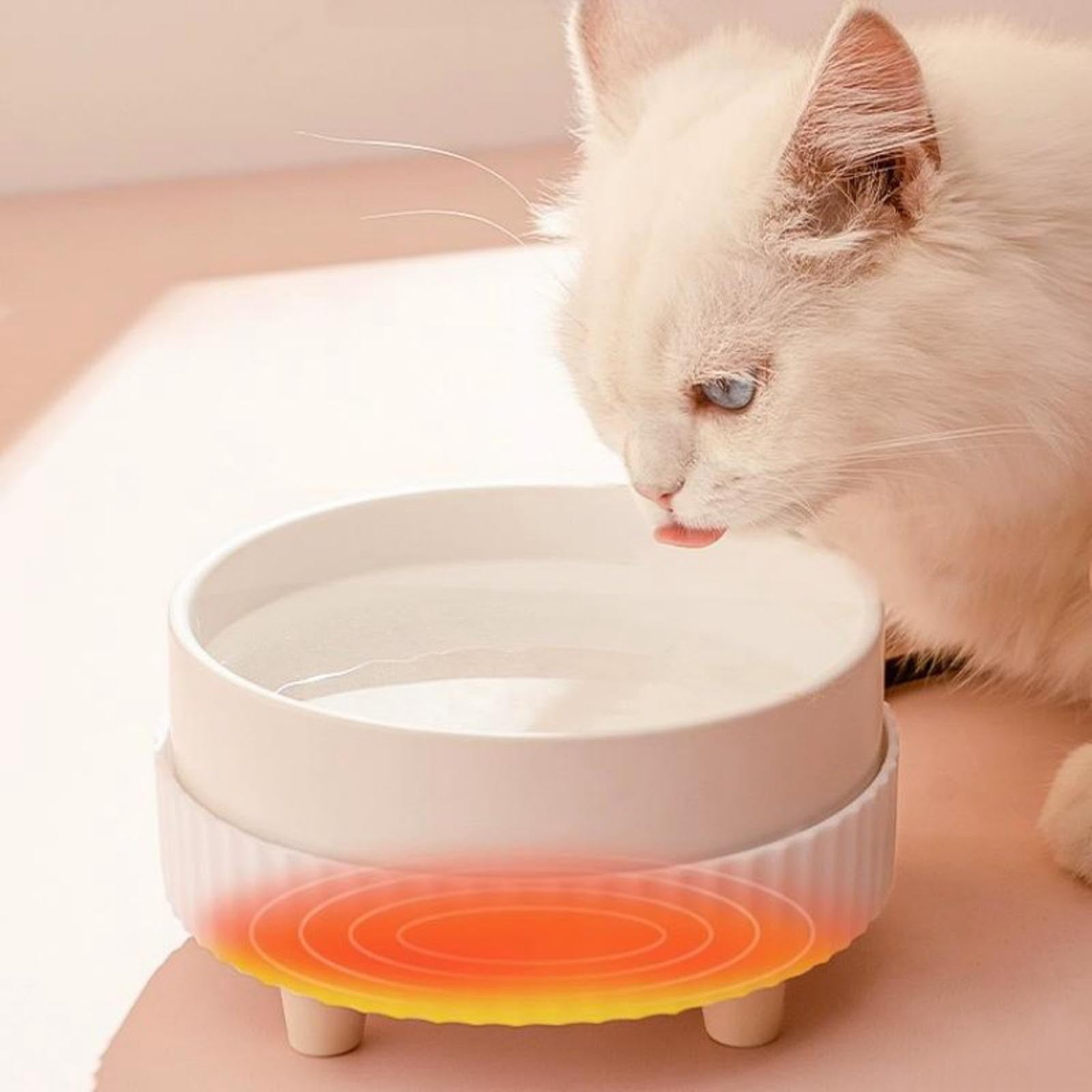 Thermostatic Heated Water Dish for Consistent Heat Supply Quiet Heated Pet Bowl Water Dispenser for Cats Dogs and Chickens