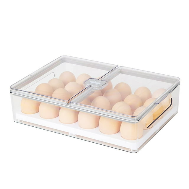 Kitchen Transparent Egg Box with Lid Refrigerator Fresh-Keeping Storage Box Household Egg Rack Freezer Seal Bins Grey