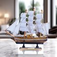 thumbnail image 1 of Accent Collection Brown Wooden Sailboat Model With Realistic Cloth Sails - Nautical Marine-Inspired Home Decor, 1 of 5