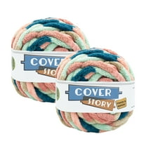 Lion Brand Yarn Cover Story Thick & Quick Mountain Dawn Jumbo Polyester Yarn 2 Pack
