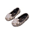 thumbnail image 6 of SGFCWSX Girls Dress Shoes Kids Rhinestone Pearl Bow Ballet Flats Wedding Party Flower Girl Shoes Gold Size 11.5 Little Kids, 6 of 7