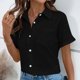 thumbnail image 2 of TaTaai Women's Casual V-Neck Top Short Sleeve Button Front Solid Color Blouse Soft Lightweight Comfy Spring Summer Daily Beach Wear Gift, 2 of 7