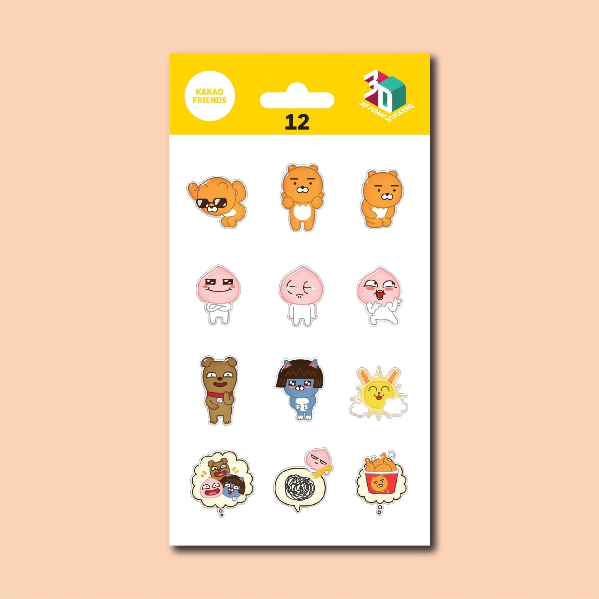 Kakao Friends 3D Stickers Iron on Decals Patches Stickers