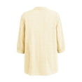 thumbnail image 6 of HAOTAGS Womens 3/4 Sleeve Tops,Summer Causal Plaid V-neck Blouse Yellow Size M, 6 of 7