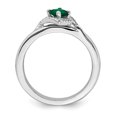 thumbnail image 2 of 925 Sterling Silver Created Emerald Diamond Stackable Ring Birthstone May Gemstone Fancy, 2 of 7