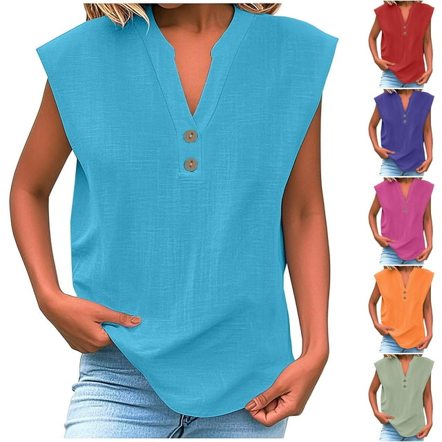 Camisa para mujer,Blusa de mujer con cuello en V, camiseta holgada de manga larga, mezcla de algodón y lino, top informal para uso diario, sopatenor