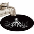 thumbnail image 2 of Octopus Round Living Room Rugs 3.3 ft, Black and White Beach Summer Washable Area Rug with Non-Slip Sturdy Edge Binding Round Front Door Mat Floor Carpet for Entryway, 2 of 9