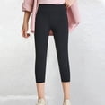 thumbnail image 2 of CPNG Girls Slim Fit Thin Yoga Cropped Pants Solid Color Casual Capri Pants Elastic High Waist Workout Pants Sports Trousers, 2 of 7