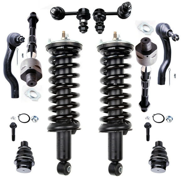 ECCPP 10PCS Front Complete Struts Assembly Control Arm and Ball Joint Assembly Stabilizer Bar Link Tie Rod End for 2005-2012 for Nissan Pathfinder 2005-2015 for Nissan Xterra