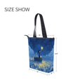thumbnail image 7 of Zipper canvas bag large capacity large size practical handbag durable Canvas with leather material Boy and Dog, 7 of 7