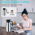 thumbnail image 6 of Flantor 2L Thermal Coffee Carafe Insulated Stainless Steel Double Wall Vacuum Thermos Thermal Flask Coffee Dispenser Keeping Coffee Water and Tea Hot 12 Hours Cold 24 Hours, 6 of 7