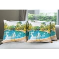 thumbnail image 6 of Ambesonne Landscape Throw Pillow Cover 4 Pack, Pool Resort Travel, 16", Green Blue Cream, 6 of 7