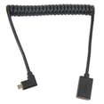 thumbnail image 1 of Cable de conexión universal de 1,2 m con resorte hembra de interfaz multimedia Micro HD a HD de 8K60 Hz, OD4.0, para cámara, tableta y TV, curvado a la derecha de 90 grados., 1 of 14