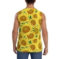 thumbnail image 4 of Lsque Floral Sunflowers Print Men's Cotton Blend Sleeveless Muscle Shirts (S-3XL)- Moisture Wicking, Odor Protection, UPF 30+,3X-Large, 4 of 8