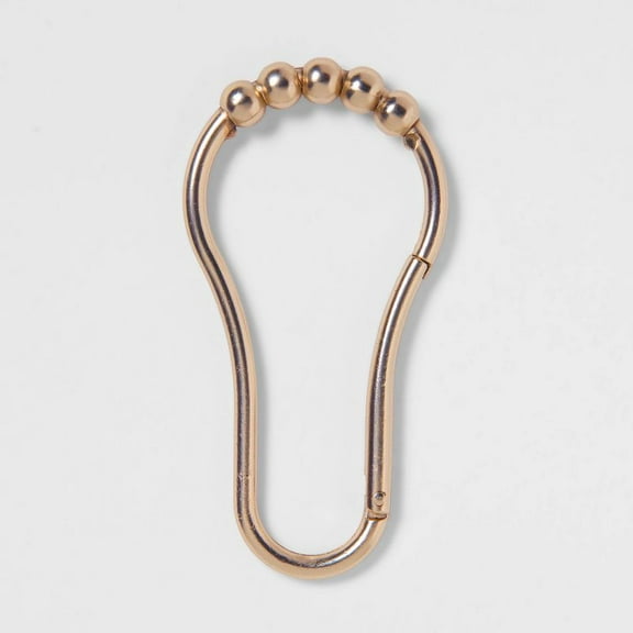 V Hook Shower Curtain Rings Brushed Nickel -: Zinc Alloy, Nickel-Plated, 12-Pack