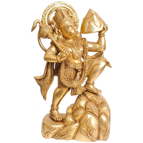 16 Inch Mahabali Hanuman Brass Statue Handmade Powerful Deity Sculpture