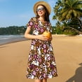 thumbnail image 4 of Lsque Flower Bunny Print Women's Casual Dress T-Shirt Summer Short Sleeve Scoop Neck Swing Dresses, 4 of 6