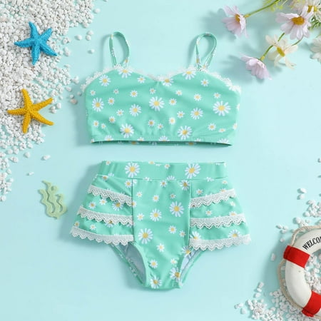 

PEONAVET Baby Girl Bathing Suit Toddler Girls Two Piece Swimsuit Bikini Bottoms Swimming Suit Summer Beach Wear Baby Beach Essentials for 18-24Months - Summer Savings Clearance
