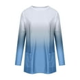 thumbnail image 4 of Okbop Nursing Tops,Spring And Autumn Round Neck Gradient Color Long-Sleeved Casual Pocket T-Shirt Top Womens Button Down Blouse Long Sleeve Workout Shirts for Women, 4 of 5