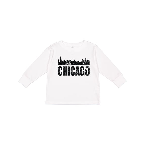 Inktastic Chicago Skyline Grunge Boys or Girls Long Sleeve Toddler T-Shirt