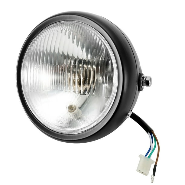 Faro de motocicleta, faro de motocicleta universal retro negro faro de motocicleta de alta capacidad Jadeshay A