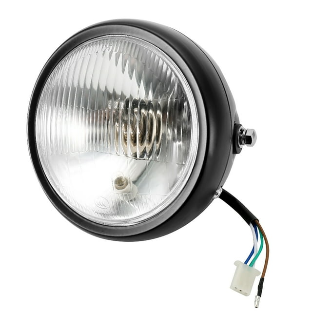 Universal Motorcycle Retro Black Shell White Lens Headlamp Front Headlight for GN125